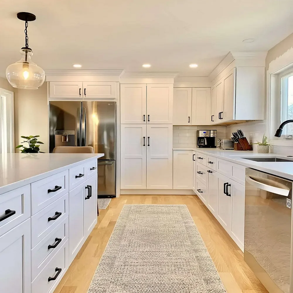Residential white kitchen cabinets